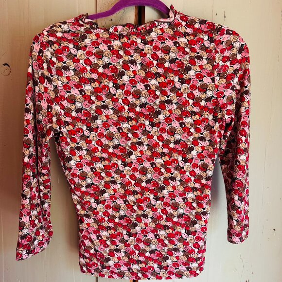 BCBG Max Azria Multi-Red Ruffle Collar Long Sleeve Top - Size Small - Picture 2 of 3